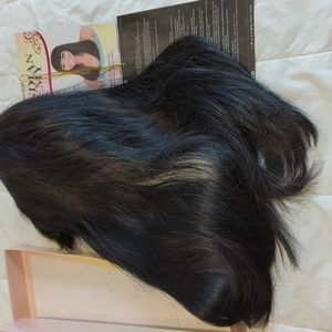 Indian Remy Wig Black virgin bangs HIR Petra 100% Human Hair adjustable cap EUC
